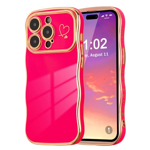 ZTOFERA Handyhülle Kompatibel mit iPhone 15 Pro Max für Mädchen Frauen, Niedliche Lockige Wellen Rahmenform Weiche Silikon Schutzhülle mit Liebe Herz Muster Goldener Rand Stoßfest Cover,Heißes Rosa ZTOFERA Handyhülle Kompatibel mit iPhone 15 Pro Max für Mädchen Frauen, Niedliche Lockige Wellen Rahmenform Weiche Silikon Schutzhülle mit Liebe Herz Muster Goldener Rand Stoßfest Cover,Heißes Rosa von ZTOFERA