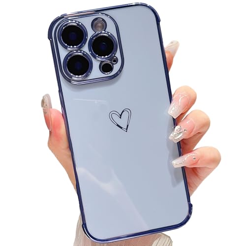 ZTOFERA Handyhülle Kompatibel mit iPhone 16 Pro Max Hülle für Mädchen Frauen, Flexibel Silikon Schutzhülle mit Liebe Herz Muster Goldener Rand Stoßfest Bumper Cover, Sierra Blau ZTOFERA Handyhülle Kompatibel mit iPhone 16 Pro Max Hülle für Mädchen Frauen, Flexibel Silikon Schutzhülle mit Liebe Herz Muster Goldener Rand Stoßfest Bumper Cover, Sierra Blau von ZTOFERA