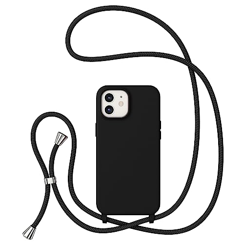 ZTOFERA Handykette Hülle Kompatibel mit iPhone 12/iPhone 12 Pro, Liquid Silikon Handyhülle mit Umhängeband, Schutzhülle mit Band Kordel zum Umhängen Necklace Hülle für iPhone 12/12 Pro, Schwarz ZTOFERA Handykette Hülle Kompatibel mit iPhone 12/iPhone 12 Pro, Liquid Silikon Handyhülle mit Umhängeband, Schutzhülle mit Band Kordel zum Umhängen Necklace Hülle für iPhone 12/12 Pro, Schwarz von ZTOFERA