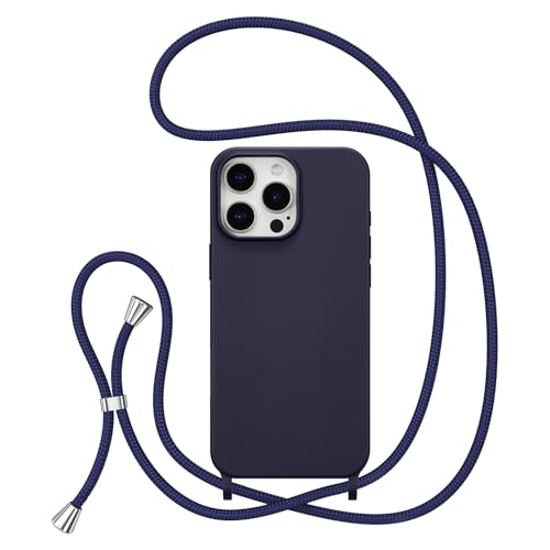 ZTOFERA Handykette Hülle Kompatibel mit iPhone 15 Pro Max, Liquid Silikon Handyhülle mit Umhängeband, Schutzhülle mit Band Kordel zum Umhängen Necklace Hülle für iPhone 15 Pro Max, Dunkelblau ZTOFERA Handykette Hülle Kompatibel mit iPhone 15 Pro Max, Liquid Silikon Handyhülle mit Umhängeband, Schutzhülle mit Band Kordel zum Umhängen Necklace Hülle für iPhone 15 Pro Max, Dunkelblau von ZTOFERA