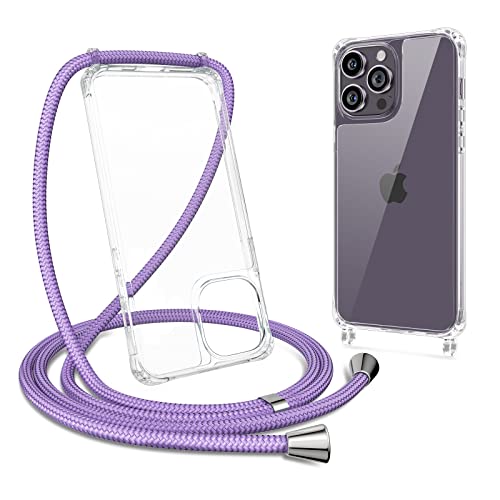 ZTOFERA Handykette Hülle für iPhone 14 Pro Max Handyhülle mit Band, Transparent Harte Rückseite + TPU Bumper Necklace Schutzhülle mit Schnur Kordel zum Umhängen Stoßfest Cover für 14 Pro Max, Lila ZTOFERA Handykette Hülle für iPhone 14 Pro Max Handyhülle mit Band, Transparent Harte Rückseite + TPU Bumper Necklace Schutzhülle mit Schnur Kordel zum Umhängen Stoßfest Cover für 14 Pro Max, Lila von ZTOFERA