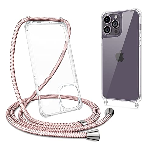 ZTOFERA Handykette Hülle für iPhone 14 Pro Max Handyhülle mit Band, Transparent Harte Rückseite + TPU Bumper Necklace Schutzhülle mit Schnur Kordel zum Umhängen Stoßfest Cover für 14 Pro Max, Roségold ZTOFERA Handykette Hülle für iPhone 14 Pro Max Handyhülle mit Band, Transparent Harte Rückseite + TPU Bumper Necklace Schutzhülle mit Schnur Kordel zum Umhängen Stoßfest Cover für 14 Pro Max, Roségold von ZTOFERA