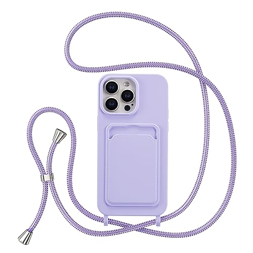 ZTOFERA Handykette Hülle für iPhone 15 Pro mit Kartenhalter, Liquid Silikon Handyhülle mit Umhängeband, Schutzhülle mit Band Kordel zum Umhängen Necklace Hülle für 15 Pro, Lila ZTOFERA Handykette Hülle für iPhone 15 Pro mit Kartenhalter, Liquid Silikon Handyhülle mit Umhängeband, Schutzhülle mit Band Kordel zum Umhängen Necklace Hülle für 15 Pro, Lila von ZTOFERA