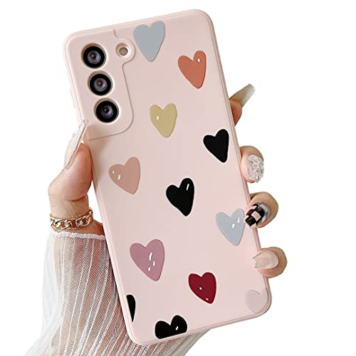 ZTOFERA Hülle Kompatibel mit Samsung Galaxy S21 FE 5G Silikon Case, Stoßfest Schutzhülle mit Cute Herz Muster Mädchen Damen Handyhülle für Samsung S21 FE (2022), Rosa von ZTOFERA