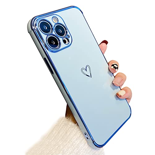 ZTOFERA Hülle Kompatibel mit iPhone 13 Pro Max für Mädchen Frauen, Flexibel Weiche Silikon Schutzhülle mit Cute Herz Muster Goldener Rand Stoßfest Cover Handyhülle für iPhone 13 Pro Max, Sierra Blau ZTOFERA Hülle Kompatibel mit iPhone 13 Pro Max für Mädchen Frauen, Flexibel Weiche Silikon Schutzhülle mit Cute Herz Muster Goldener Rand Stoßfest Cover Handyhülle für iPhone 13 Pro Max, Sierra Blau von ZTOFERA