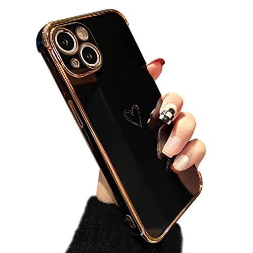 ZTOFERA Hülle Kompatibel mit iPhone 14 Plus Handyhülle für Mädchen Frauen, Flexibel Weiche Silikon Schutzhülle mit Liebe Herz Muster Goldener Rand Stoßfest Bumper Cover für iPhone 14 Plus, Schwarz ZTOFERA Hülle Kompatibel mit iPhone 14 Plus Handyhülle für Mädchen Frauen, Flexibel Weiche Silikon Schutzhülle mit Liebe Herz Muster Goldener Rand Stoßfest Bumper Cover für iPhone 14 Plus, Schwarz von ZTOFERA