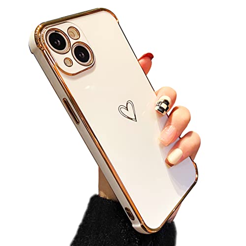 ZTOFERA Hülle Kompatibel mit iPhone 14 Plus Handyhülle für Mädchen Frauen, Flexibel Weiche Silikon Schutzhülle mit Liebe Herz Muster Goldener Rand Stoßfest Bumper Cover für iPhone 14 Plus, Weiß ZTOFERA Hülle Kompatibel mit iPhone 14 Plus Handyhülle für Mädchen Frauen, Flexibel Weiche Silikon Schutzhülle mit Liebe Herz Muster Goldener Rand Stoßfest Bumper Cover für iPhone 14 Plus, Weiß von ZTOFERA