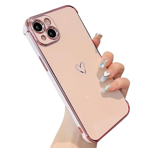 ZTOFERA Hülle Kompatibel mit iPhone 15 Plus, Mädchen Weiche Silikon Handyhülle Schutzhülle mit Herz Muster Goldener Rand Stoßfest Bumper Cover, Rosa ZTOFERA Hülle Kompatibel mit iPhone 15 Plus, Mädchen Weiche Silikon Handyhülle Schutzhülle mit Herz Muster Goldener Rand Stoßfest Bumper Cover, Rosa von ZTOFERA