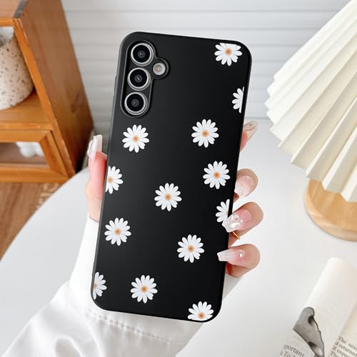 ZTOFERA Hülle für Samsung Galaxy A54 5G, Nette Gänseblümchen Muster Matte Flüssige Silikon Handyhülle, Weiche Schützende Stoßfänger Abdeckung für Samsung A54 - Schwarz von ZTOFERA