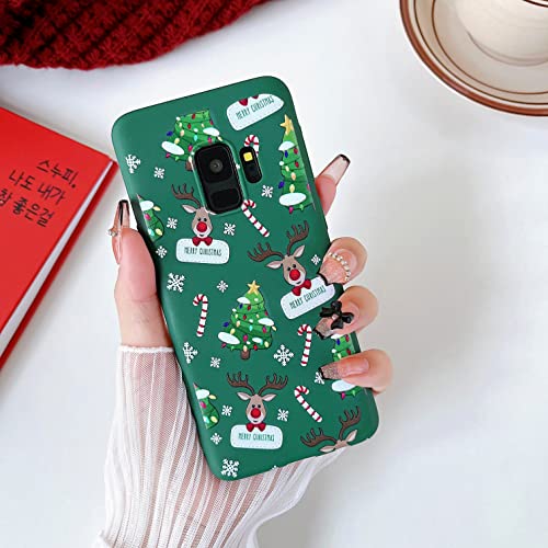 ZTOFERA Hülle für Samsung S9, Weihnachten Design Schlank Hülle, Weich Flexibel Anti-Kratzer Bumper Schutzhülle für Samsung Galaxy S9 - Grün von ZTOFERA