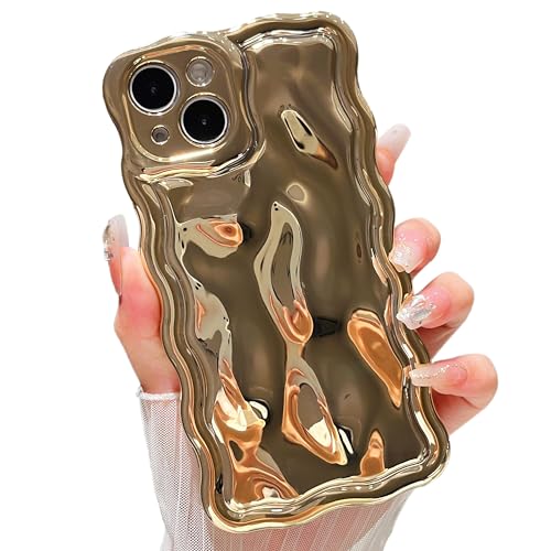 ZTOFERA Hülle für iPhone 11, Niedliche Lockige Wellen Rahmen Glänzende 3D Wellenform Galvanik Design Schütz Handyhülle Weiche TPU Stoßfest Bumper Cover für Mädchen Frauen, Gold von ZTOFERA