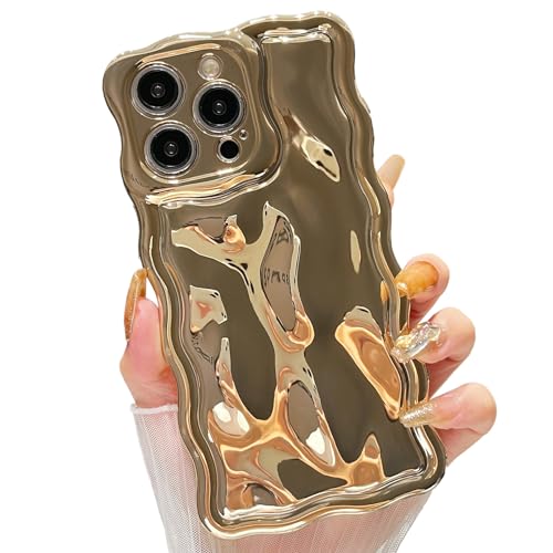 ZTOFERA Hülle für iPhone 14 Pro, Niedliche Lockige Wellen Rahmen Glänzende 3D Wellenform Galvanik Design Schütz Handyhülle Weiche TPU Stoßfest Bumper Cover für Mädchen Frauen, Gold ZTOFERA Hülle für iPhone 14 Pro, Niedliche Lockige Wellen Rahmen Glänzende 3D Wellenform Galvanik Design Schütz Handyhülle Weiche TPU Stoßfest Bumper Cover für Mädchen Frauen, Gold von ZTOFERA