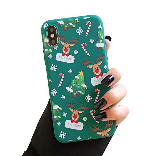 ZTOFERA Hülle für iPhone XS Max, Weihnachten Design Schlank Hülle, Weich Flexibel Anti-Kratzer Bumper Schutzhülle für iPhone XS Max - Grün von ZTOFERA