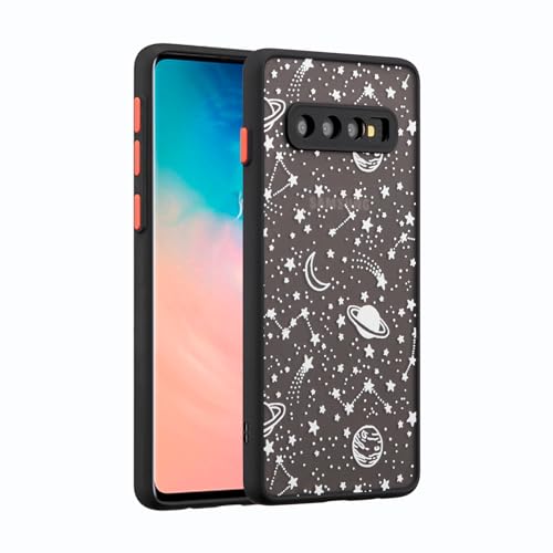 ZTOFERA Kompatibel mit Samsung Galaxy S10, Planet Sky Star Pattern Schutzhülle, durchscheinend, mattiert, harte PC-Rückseite, stoßfest, Silikon-Schutzhülle für Samsung Galaxy S10, weißer Himmel von ZTOFERA