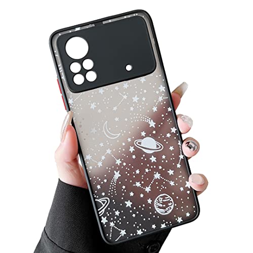 ZTOFERA Kompatibel mit Xiaomi Poco X4 Pro 5G Hülle, Planet Sterne Universum Muster Handyhülle Matt Harte PC Rückseite Hülle mit Silikon Bumper Schutzhülle für Xiaomi Poco X4 Pro 5G, Weiß Sky von ZTOFERA