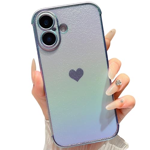 ZTOFERA Kompatibel mit iPhone 16 Plus Hülle für Mädchen Frauen, Luxus Fluoreszierende Schillernde Matte Silikon Hülle mit Liebe Herz Muster Goldener Rand Stoßfest Bumper Cover, Schillernde Sierra Blau ZTOFERA Kompatibel mit iPhone 16 Plus Hülle für Mädchen Frauen, Luxus Fluoreszierende Schillernde Matte Silikon Hülle mit Liebe Herz Muster Goldener Rand Stoßfest Bumper Cover, Schillernde Sierra Blau von ZTOFERA