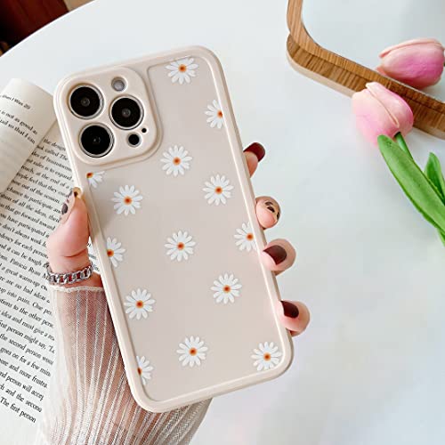 ZTOFERA TPU Back Case für iPhone 14 Pro Max, Gänseblümchen Muster Glänzend Weich Silikon Case, Niedliche Mädchen Hülle Slim Leicht Schutzhülle Bumper Cover für iPhone 14 Pro Max - Beige von ZTOFERA