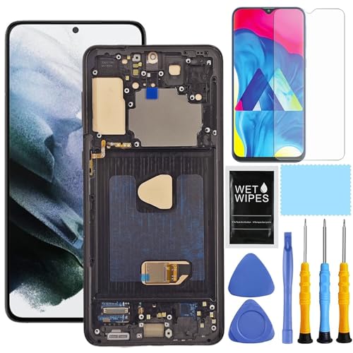 AMOLED für Samsung Galaxy S21 Plus Bildschirm Ersatz mit Rahmen für Samsung S21+ Bildschirm Ersatz SM-G996B SM-G996U LCD Digitizer Display Touchscreen Montage mit Werkzeug 6,7 Zoll schwarz von ZTOOYO