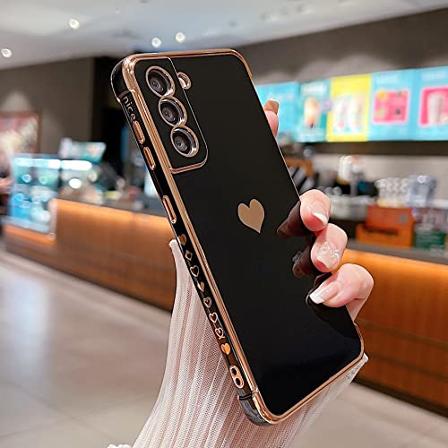 IBETEK Handyhülle für Samsung Galaxy S21 Ultra 5G Hülle, Herz Muster Galvanisierte Weich TPU Silikon Schutzhülle Ultra Dünn Case Stoßfeste Cover mit Kameraschutz für Samsung S21 Ultra Schwarz IBETEK Handyhülle für Samsung Galaxy S21 Ultra 5G Hülle, Herz Muster Galvanisierte Weich TPU Silikon Schutzhülle Ultra Dünn Case Stoßfeste Cover mit Kameraschutz für Samsung S21 Ultra Schwarz von IBETEK