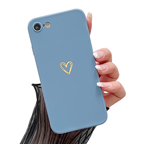 ZTUOK Handyhülle Kompatibel mit iPhone 6/6s Hülle Mädchen süß Herz Schutzhülle mit Kameraschutz stoßfest Ultra Dünn Silikon Weiche Flüssige Silikonhülle für iPhone 6/6S 4.7＂ (Blau) von ZTUOK
