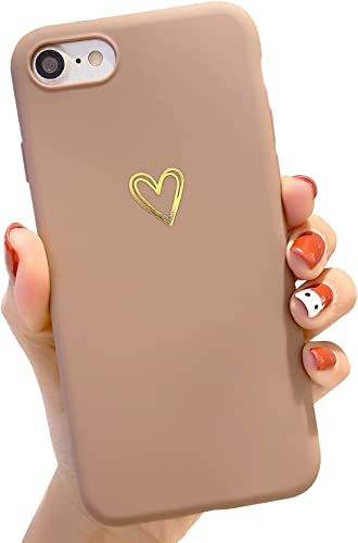 ZTUOK Handyhülle Kompatibel mit iPhone 6/6s Hülle Mädchen süß Herz Schutzhülle mit Kameraschutz stoßfest Ultra Dünn Silikon Weiche Flüssige Silikonhülle für iPhone 6/6S 4.7＂ (Braun) von ZTUOK