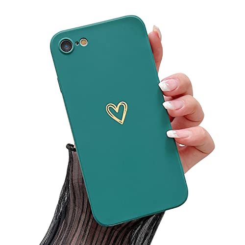 ZTUOK Handyhülle Kompatibel mit iPhone 6/6s Hülle Mädchen süß Herz Schutzhülle mit Kameraschutz stoßfest Ultra Dünn Silikon Weiche Flüssige Silikonhülle für iPhone 6/6S 4.7＂ (Dunkelgrün) von ZTUOK