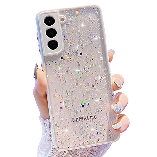ZTUOK Kompatibel mit Samsung Galaxy S21 15.7 cm (6.2 Zoll) Hülle für Mädchen, weich, schmal, Rundumschutz, niedlich, transparent, glitzernd, für Samsung Galaxy S21, Weiß von ZTUOK