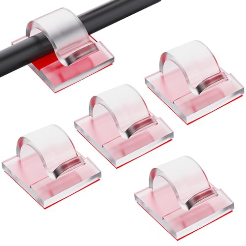 100 Stück Kabelhalter Selbstklebend, Kabel Organizer für Wände, Untertische, Weihnachtsbeleuchtung, Autos, Dashcams, Ethernet, Elektronik(Durchsichtig) von ZTVOWTO
