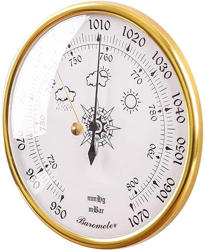 Traditionelle Wetterstation, 070 hPa, 128 mm Durchmesser, rundes Zifferblatt, Luftdruckmessgerät for den Innen- und Außenbereich, Haushaltsmeteorograph, for Hotels, Lagerhallen, Büros(White) von ZTZTZ