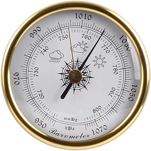 Traditionelle Wetterstation, 1070 hPa Luft, 72 mm, Luftdruckwerkzeuge for den Heimgebrauch, for Hotels, Lagerhallen, Labore, Museen, Büros, Fabriken, Wetterüberwachungseinrichtungen(Gold) von ZTZTZ