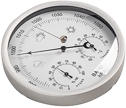ZTZTZ Traditionelle Wetterstation, 3-in-1-Wetterstation for den Innen- und Außenbereich, Hygrometer, Thermometer, Barometer, 132 mm Zifferblatt, Wandbehang, for Hotels, Lagerhallen, Büros(Silver) von ZTZTZ