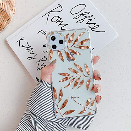 Handyhülle Kompatibel mit iPhone 11 6.1 Zoll Hülle Glitzer Transparent Motiv Schutzhülle Weich Silikon Kratzfest Bumper Ultra Dünn Case Cover für iPhone 11 Gold Blätter von ZTcenter