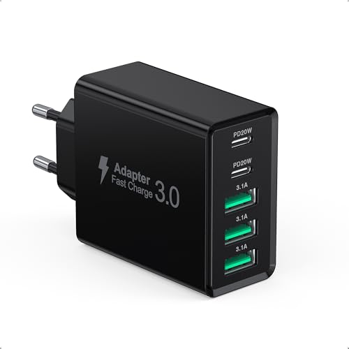 USB C Ladegerät Mehrfach,50W 5-Port USB C Wandladegerät,PD 3.0 Schnellladegerät Netzteil Stecker USB Adapter Fast Charger für iPhone16 15 14 13 12,Tablets, Google, Huawei, Samsung, Handys von ZUANQL