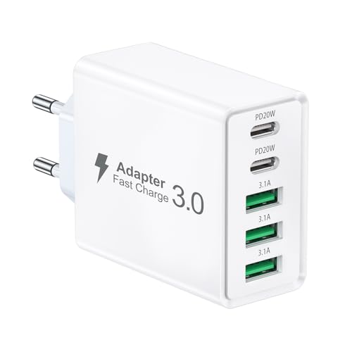 USB C Ladegerät, 5-Port USBC Netzteil Adapter Mehrfach für iPhone16 15 14 13 12 11 Pro Max SE 2020 XS XR X 8 7 6 Plus, Samsung, Schnellladegerät Handy Stecker Charger Ladestecker Ladeadapter von ZUANQL