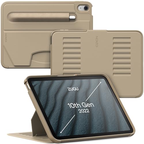 ZUGU CASE iPad 10.9 Hülle 11. / 10. Generation (A16 2025/2022), schlanke Schutzhülle 8 Winkel-Ständer magnetisch, Stifthalter, Auto Sleep/Wake UP [ Sand ] von ZUGU CASE