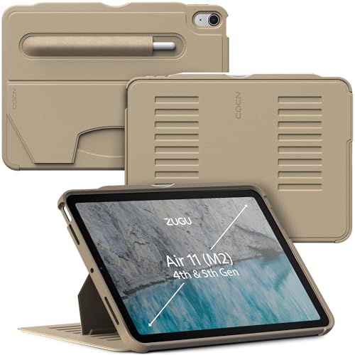 ZUGU CASE iPad Air 11 (M3 2025 / M2 2024) & iPad Air 5. / 4. Generation (2022/2020) 10.9 Zoll schlanke Schutzhülle 8 Winkel-Ständer magnetisch, Aufladen iPad Stiftes Auto Sleep/Wake UP [ Sand ] von ZUGU CASE