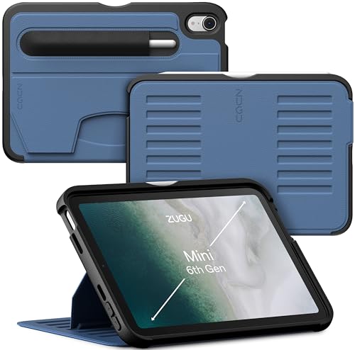 ZUGU CASE Hülle für iPad Mini 7 (A17 Pro) & 2021 Mini 6 (7./6. Generation 2024/2021), Ultradünn Schutzhülle, Aufladen iPad Stiftes, 7-Winkel-Magnetständer, Auto Schlaf/Wach [Schieferblau] von ZUGU CASE