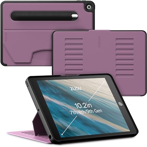 ZUGU iPad 10.2 Hülle 2021/2020 / 2019, schlanke Schutzhülle für die iPad9 / iPad8 / iPad7, 8 Winkel-Ständer magnetisch, Stifthalter, Auto Sleep/Wake UP [ Beere Violett ] von ZUGU CASE