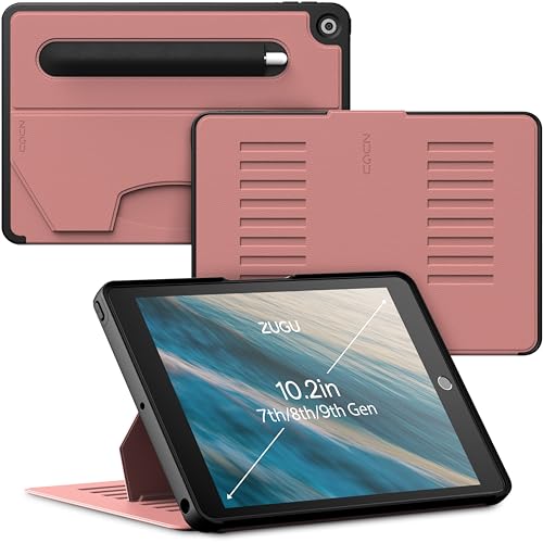 ZUGU iPad 10.2 Hülle 2021/2020 / 2019, schlanke Schutzhülle für die iPad9 / iPad8 / iPad7, 8 Winkel-Ständer magnetisch, Stifthalter, Auto Sleep/Wake UP [ Wüstenrose Rosa ] von ZUGU CASE