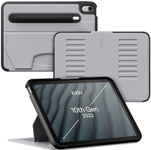 ZUGU CASE iPad 10.9 Hülle 11. / 10. Generation (A16 2025/2022), schlanke Schutzhülle 8 Winkel-Ständer magnetisch, Stifthalter, Auto Sleep/Wake UP [ Arktisches Grau ] von ZUGU CASE