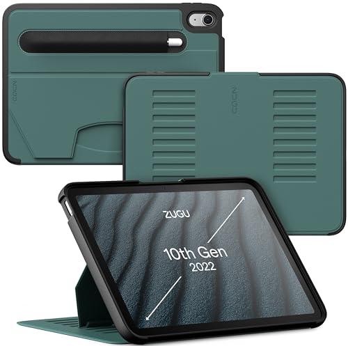 ZUGU iPad 10.9 Hülle 2022 10. Generation, schlanke Schutzhülle 8 Winkel-Ständer magnetisch, Stifthalter, Auto Sleep/Wake UP [ Kieferngrün ] von ZUGU CASE