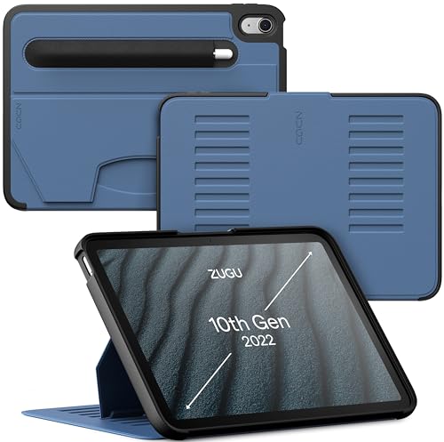 ZUGU iPad 10.9 Hülle 2022 10. Generation, schlanke Schutzhülle 8 Winkel-Ständer magnetisch, Stifthalter, Auto Sleep/Wake UP [ Schieferblau ] von ZUGU CASE