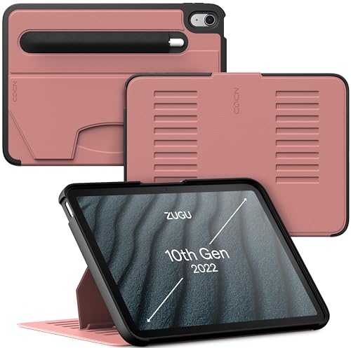 ZUGU iPad 10.9 Hülle 2022 10. Generation, schlanke Schutzhülle 8 Winkel-Ständer magnetisch, Stifthalter, Auto Sleep/Wake UP [ Wüstenrose Rosa ] von ZUGU CASE