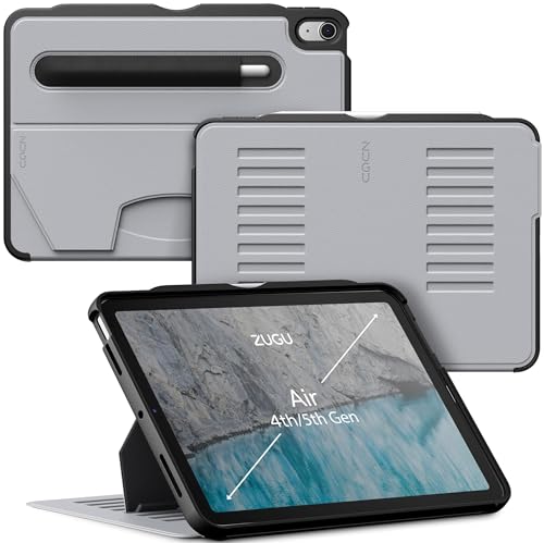 ZUGU iPad Air 5 / Air 4 Hülle 10.9 2022/2020 5. & 4. Generation schlanke Schutzhülle 8 Winkel-Ständer magnetisch, Aufladen iPad Stiftes Auto Sleep/Wake UP [ iPad Air5 & Air4 Arktisches Grau ] von ZUGU CASE