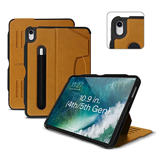 ZUGU iPad Air 5 / Air 4 Hülle 10.9 2022/2020 5. & 4. Generation schlanke Schutzhülle 8 Winkel-Ständer magnetisch, Aufladen iPad Stiftes Auto Sleep/Wake UP [ iPad Air5 & Air4 Cognac Braun ] von ZUGU CASE