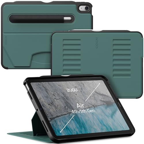 ZUGU iPad Air 5 / Air 4 Hülle 10.9 2022/2020 5. & 4. Generation schlanke Schutzhülle 8 Winkel-Ständer magnetisch, Aufladen iPad Stiftes Auto Sleep/Wake UP [ iPad Air5 & Air4 Kieferngrün ] von ZUGU CASE