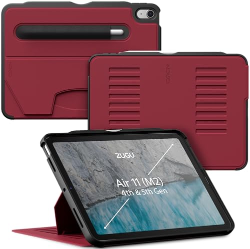 ZUGU CASE iPad Air 11 (M3 2025/M2 2024) & iPad Air 5. / 4. Generation (2022/2020) 10.9 Zoll schlanke Schutzhülle 8 Winkel-Ständer magnetisch, Aufladen iPad Stiftes Auto Sleep/Wake UP [Kirsche Rot] von ZUGU CASE
