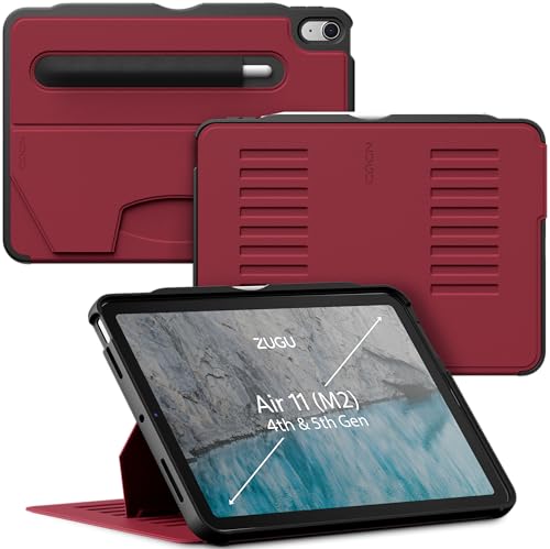 ZUGU iPad Air 5 / Air 4 Hülle 10.9 2022/2020 5. & 4. Generation schlanke Schutzhülle 8 Winkel-Ständer magnetisch, Aufladen iPad Stiftes Auto Sleep/Wake UP [ iPad Air5 & Air4 Kirsche Rot ] von ZUGU CASE