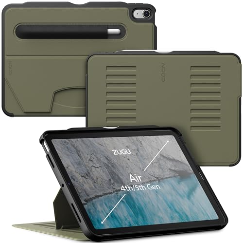 ZUGU iPad Air 5 / Air 4 Hülle 10.9 2022/2020 5. & 4. Generation schlanke Schutzhülle 8 Winkel-Ständer magnetisch, Aufladen iPad Stiftes Auto Sleep/Wake UP [ iPad Air5 & Air4 Olivgrün ] von ZUGU CASE