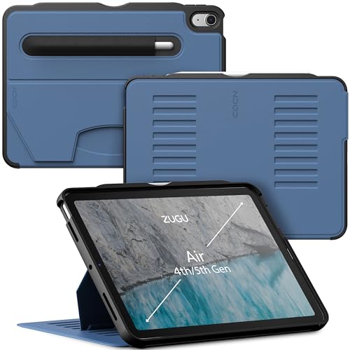 ZUGU iPad Air 5 / Air 4 Hülle 10.9 2022/2020 5. & 4. Generation schlanke Schutzhülle 8 Winkel-Ständer magnetisch, Aufladen iPad Stiftes Auto Sleep/Wake UP [ iPad Air5 & Air4 Schieferblau ] von ZUGU CASE